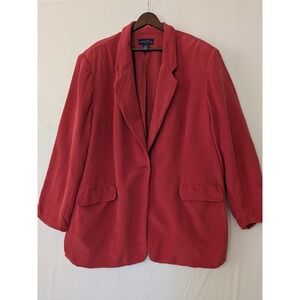 Charter Club Woman Red Silk Blazer Jacket Size 24W‎ Office Career Holiday's